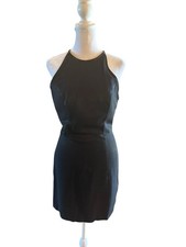 Vintage 90s Blondie and Me Dress Low Back Gown 7/8 Little Black Dress Halter Tie