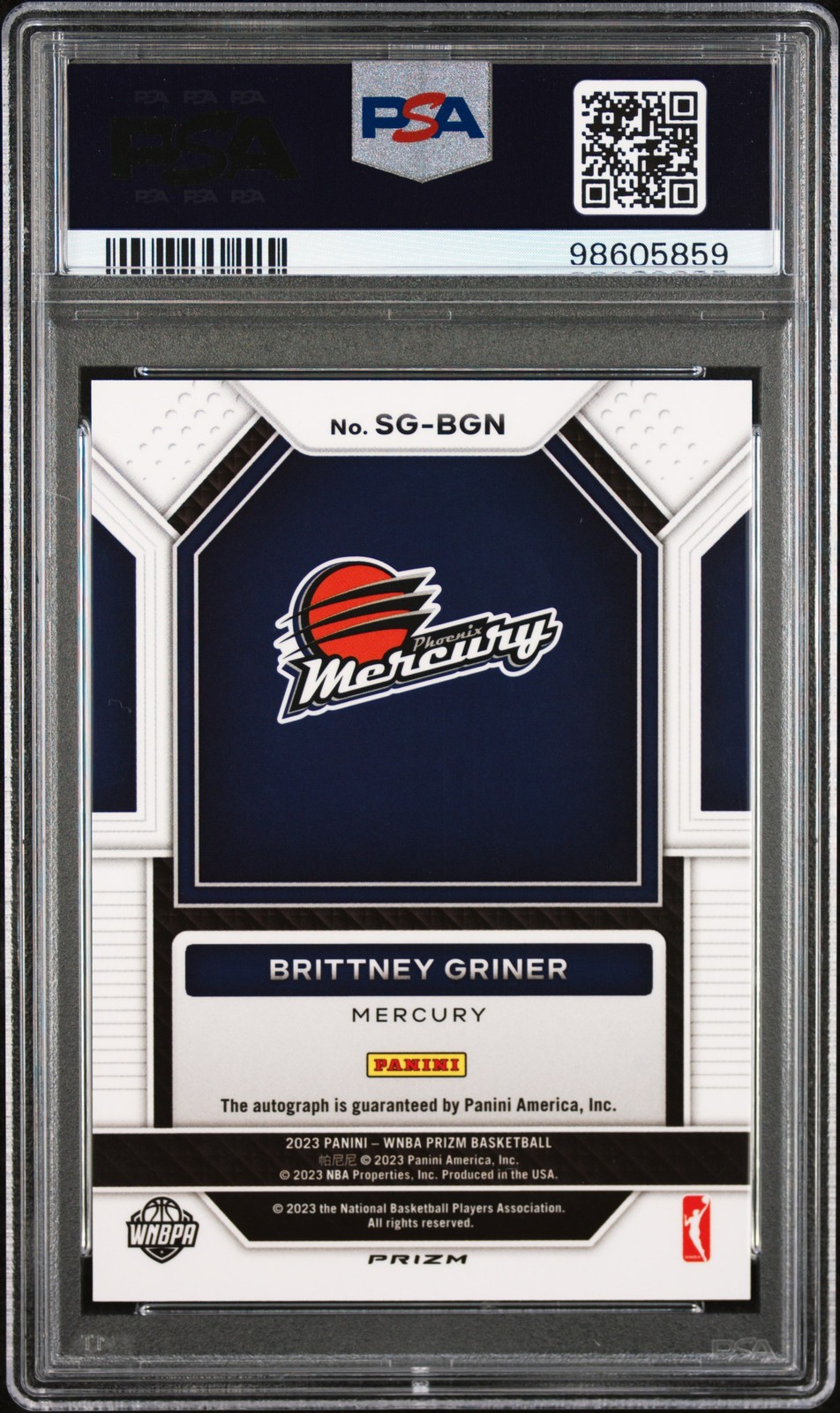 2023 Panini Prizm Wnba Signatures #SGBGN Brittney Griner Auto Silver PSA 6 view 2