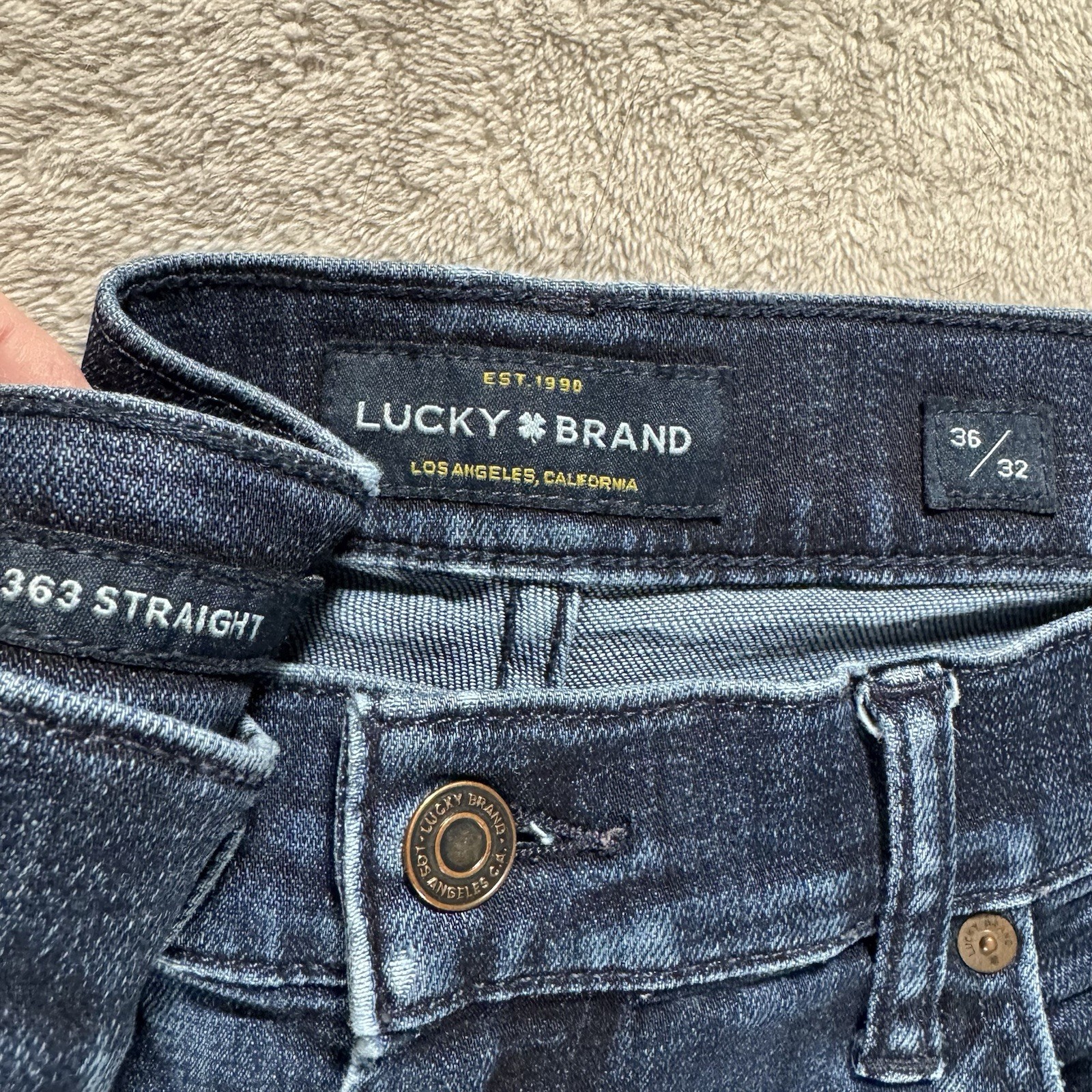 Lucky Brand Jeans Mens 36x32 Blue 363 Vintage Straight Leg Dark Wash Denim