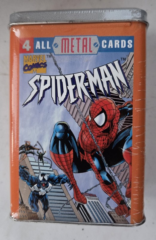 1996 4 All Metal SPIDERMAN Cards SEALED Tin Venom Doc Ock Hobgoblin Spider-Man 