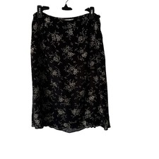 Talbots Skirt Y2k 10 Black White Floral Midi Side Zip Lined Whimsigoth Witchy