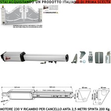 MOTORE 230 V CORSA 400 MM CANCELLO ELETTRICO 2,5 MT. RICAMBIO FADINI COMPATIBILE