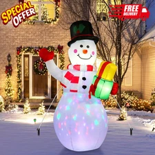 5ft Christmas Inflatables Snowman Outdoor Yard Rotating LED Blow Up Garden Decor