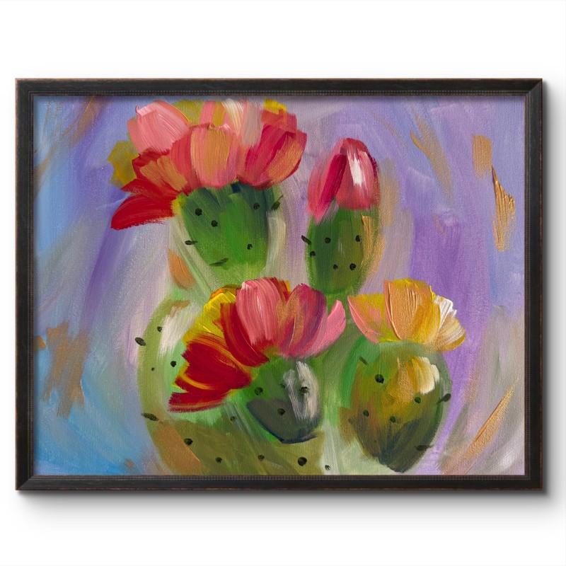 PURPLE FLOWERING CACTUS GARDEN 11X14 ABSTRACT ORIGINAL ART MODERN HOME