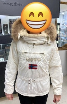 Napapijri Winterjacke Damen SKIDOO Whitecap Weiß/creme Echtfell