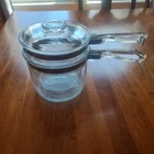 Vintage 3 Piece Pyrex Glass Flameware Double Boiler #6283 1 1/2 Qt with lid