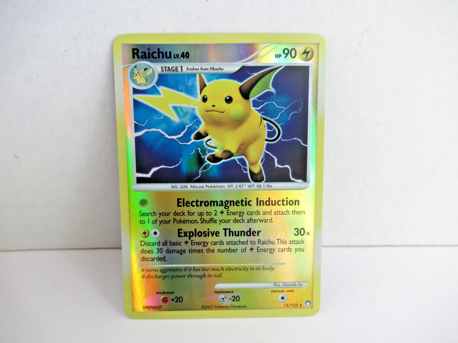 Pokemon Raichu 15/123 Reverse Holo Rare Mysterious Treasures LP/NM