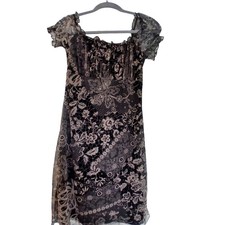 Y2K Xhilaration Womens Black Floral Lace Ruff...