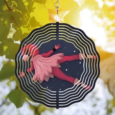 Whimsical Metal Hanging Wind Spinners & Chimes - Starry Night Design 