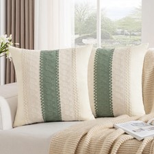 2 Pack Sage Green Cushions Covers 45 x 45, 45 x 45 cm (Pack of 2), 
