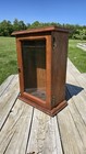 New ListingVtg Solid Oak Display Cabinet Small 16.5x10x5.5" Glass Door Wood Box 1982