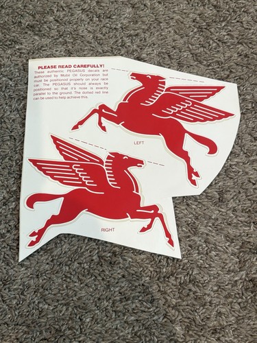 VINTAGE”MOBILGAS”PEGASUS Advertising Decals RIGHT/LEFT/PUMP/OIL CART/STATION/👀