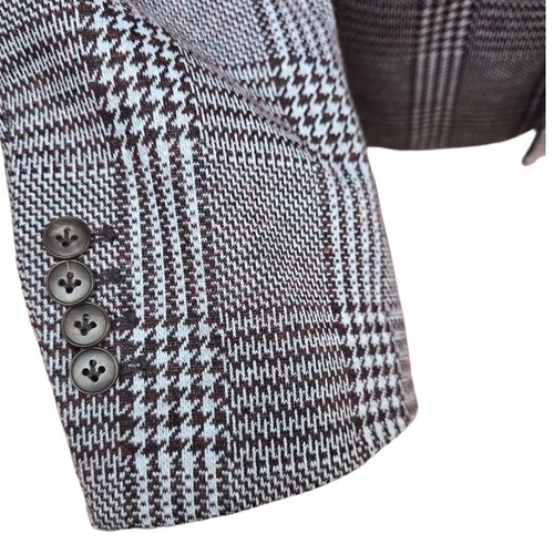 New Saks Fifth Ave Red Blazer 42r Unstructured Checked Cotton Wool Poly - Picture 4 of 23