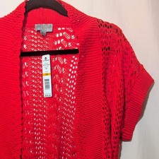 Joseph A Sweater Loose Knit Red Open Front NW...