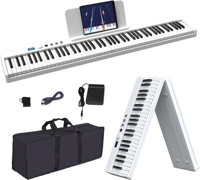 88 Key Electric Digital Piano Keyboard Weighted Key w/Pedal,Power Supply and Bag