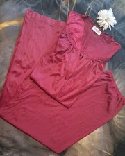 Vintage Vanity Fair Pajama Set Large Burgundy Wine Nylon Sissy 80s 90s Lingerie