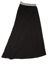 Unbranded Black Polyester maxi side slit skirt decorative stretch waistband SZ M
