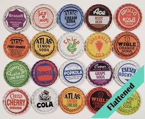 100 FLATTENED Soda Bottle Caps Pop (((NO REPEATS))) Vintage Flat
