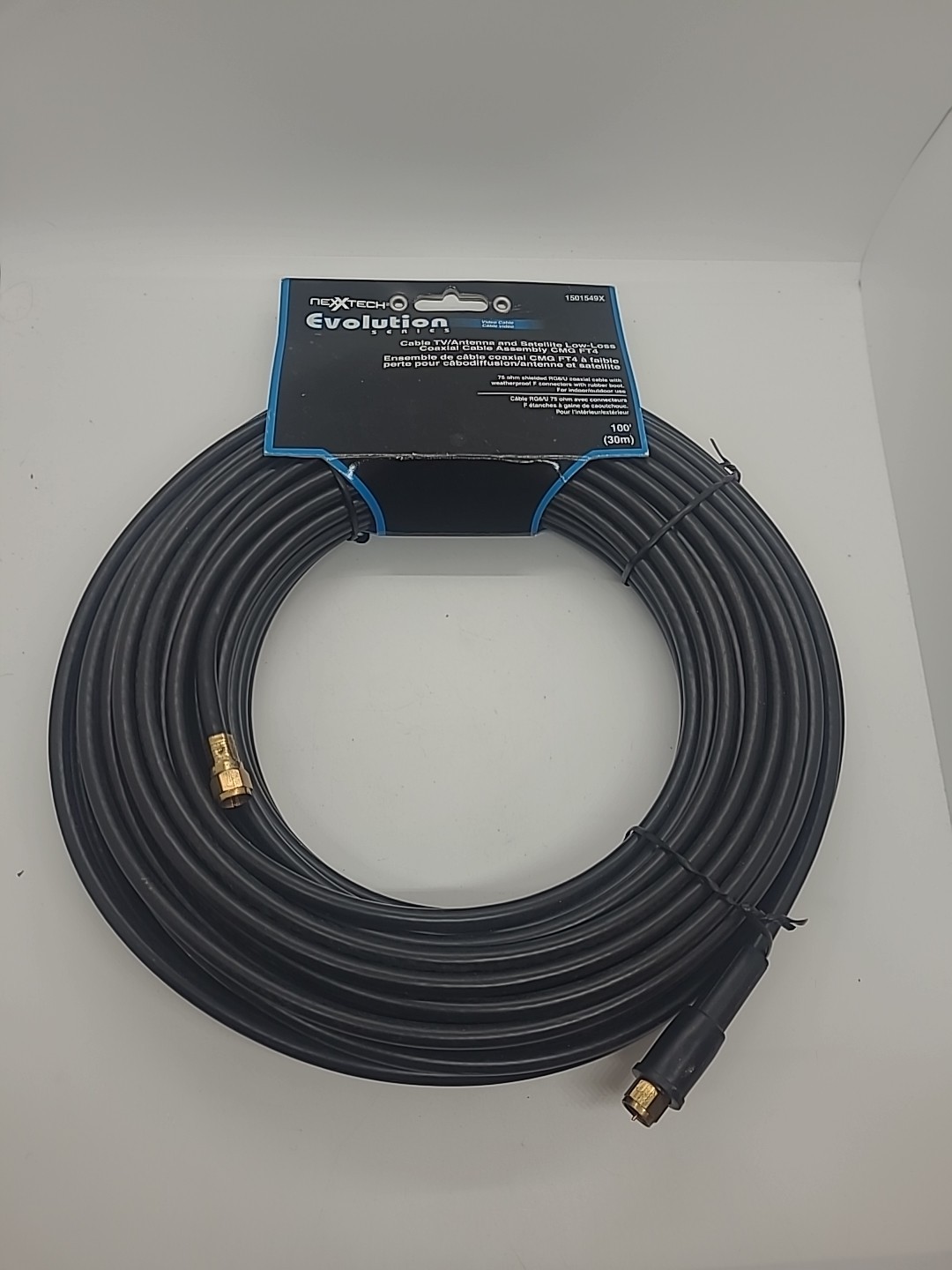 Nexxtech 100’ 75 Ohm Coaxial Cable Rg6/u CMG FT4 Low Loss Cable TV & satellite