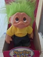 Vintage Norfin Kids Troll Doll Green Hair NIB Rare find