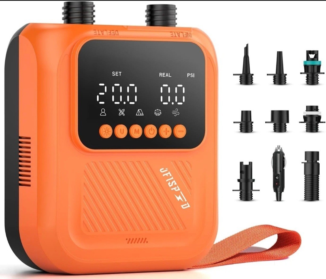 Bomba de tabla de remo, bomba de SUP de alta presión de 20 PSI con apagado automático, inflado de doble etapa