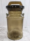 Vintage L.E. Smith Amber Glass Milk Can Canister Apothecary Jar with Handle Lid