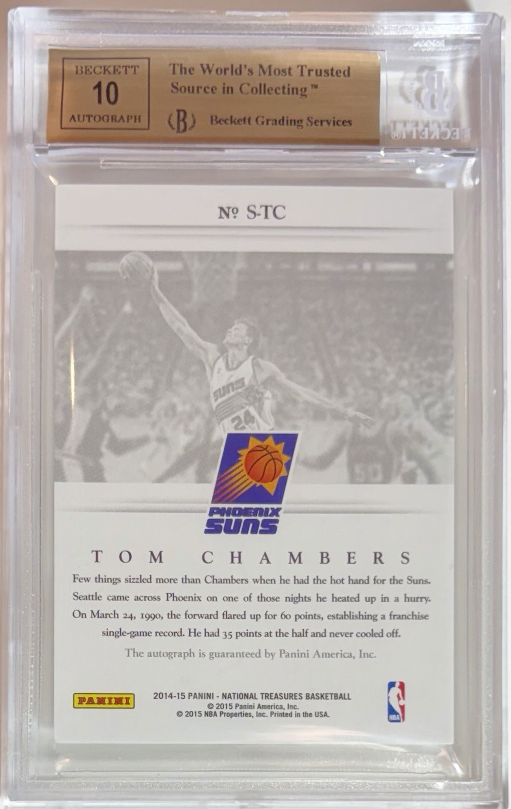 Panini 2014-15 National Treasures Signatures Tom Chambers Auto /75 BGS 9.5 view 2