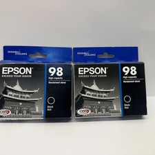 New 2 X Genuine Epson 98 Black Ink Cartridge T098120 Exp 08/2014  12/2014