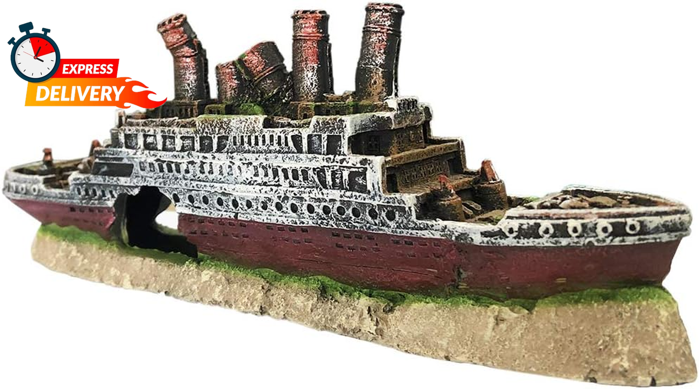 SLOCME Aquarium Titanic Shipwreck Decor Resin Pirate Fish Tank Ornament