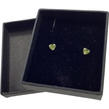 Sterling Silver Peridot Heart Shaped Earrings Studs Jewellery Accessory TH