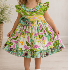 Mustard Pie Girl Boho Floral Dress 3T Sleeveless Swing Ruffle Cottagecore Cotton