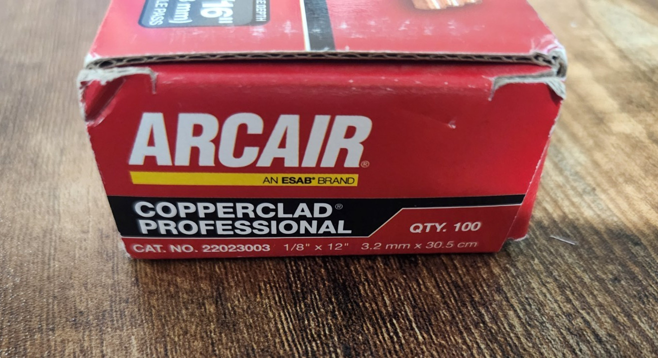 ARCAIR 1/8" X 12" 2202300 DC Pointed Copperclad Arc Gouging Electrodes, 100/Pack