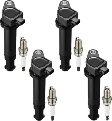 4 Ignition Bobinas & Spark Plugs For 2006-2011 Kia Rio Rio5 LX Sedan xUF499