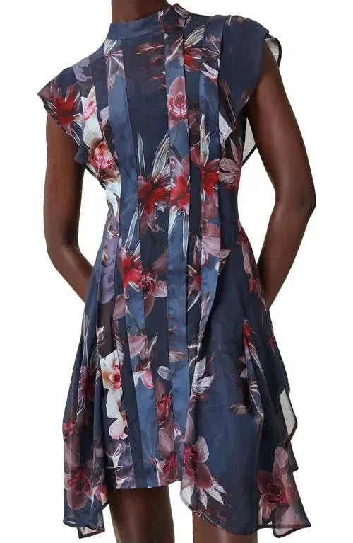 NOVO VESTIDO ALLSAINTS Fleur bainha lenço Adena azul profundo TAMANHO 2/100% AUTÊNTICO - Imagem 4 de 4