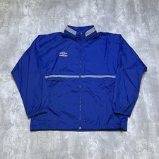 Vintage Y2K Blue and White Umbro Zip Up Windbreaker Hoodie Jacket Adult L