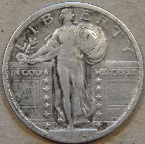 1924 Standing Liberty Quarter 25c VF as Pictured L3-1