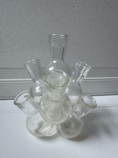 Vintage MCM 7 Cluster Glass Bud Vase Round Plant Propagation Station Unique
