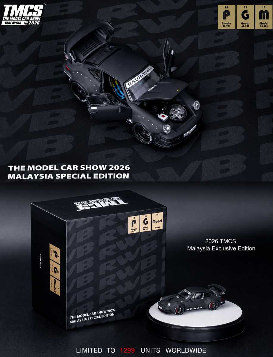 PGM TMCS 2026 Event Porsche RWB 964 Matte Black 1/64 (Promo
