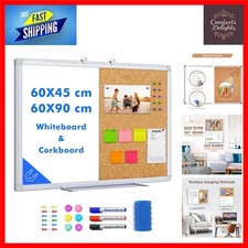 60 x 45 cm Magnetic Whiteboard & Cork Board - Wall-Mounted Versatile Solution