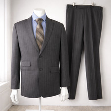 Holland & Sherry Suit Mens 40R 34W L31 Grey Pinstripe Savile Row London