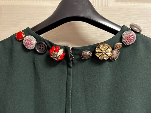 £3719 DOLCE & GABBANA CREPE EMBELLISHED BUTTONS Dress 46 IT / 12 - 14 UK - Picture 11 of 19
