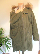 Seraphine Maternity & Babywearing Khaki Quilted Parka Coat Jacket Size 10