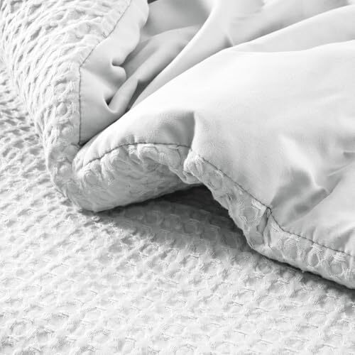 Waffle Weave Comforter Set 3PCS Size, Soft Breathable King Light Grey - Picture 8 of 8