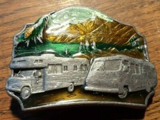 Vintage Siskiyou Traveling Motor Home Belt Buckle 3-3/8" X 2-1/4"