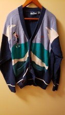 Vintage Men's PAR FOUR cardigan golf sweater heavy ramie/cotton X-Large