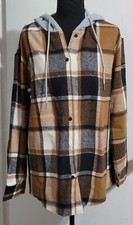 Womens Plaid Corduroy Flannel Shacket Jacket Long Sleeve Button Down Shirt