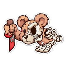Scary Teddy Bear Skeleton Sticker Decal