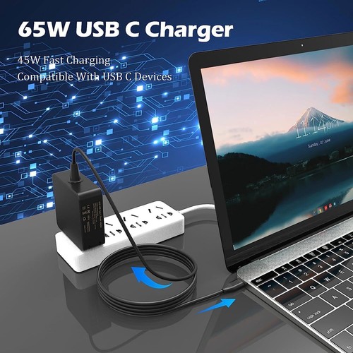 Laptop Charger 65W USB-C Type-C AC Power Adapter For HP DELL ASUS Lenovo MacBook - Picture 6 of 17