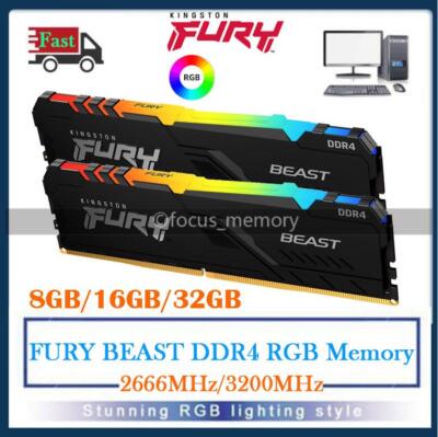 DDR4 32GB 2666MHz RGB 8GB×4枚　FURY HyperX FURY RGB 32GB (4 x 8GB) DDR4 Desktop Memory, 3200MHz, CL16