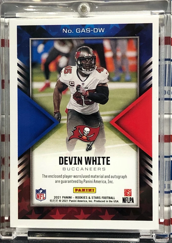 2021 PANINI ROOKIES & STARS DEVIN WHITE, #GAS-DW, AUTO, JERSEY, SERIAL #62/99 - Image 2 of 3
